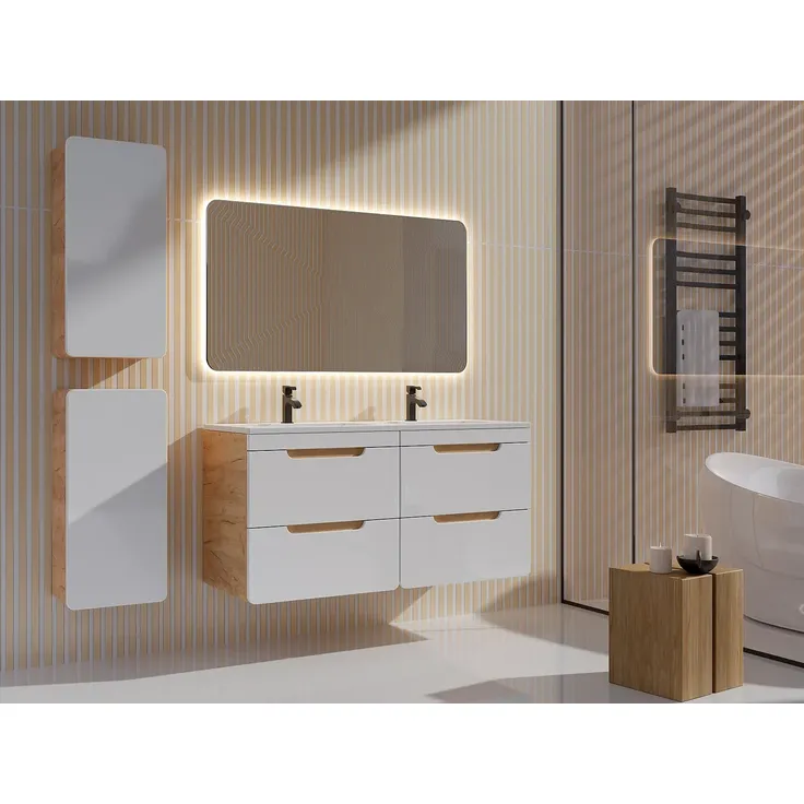 Vente-unique - ARUBA Badmöbel-Set Holz, Platte BeigeWeiß - B 46 cm x H 59 cm x L 120 cm