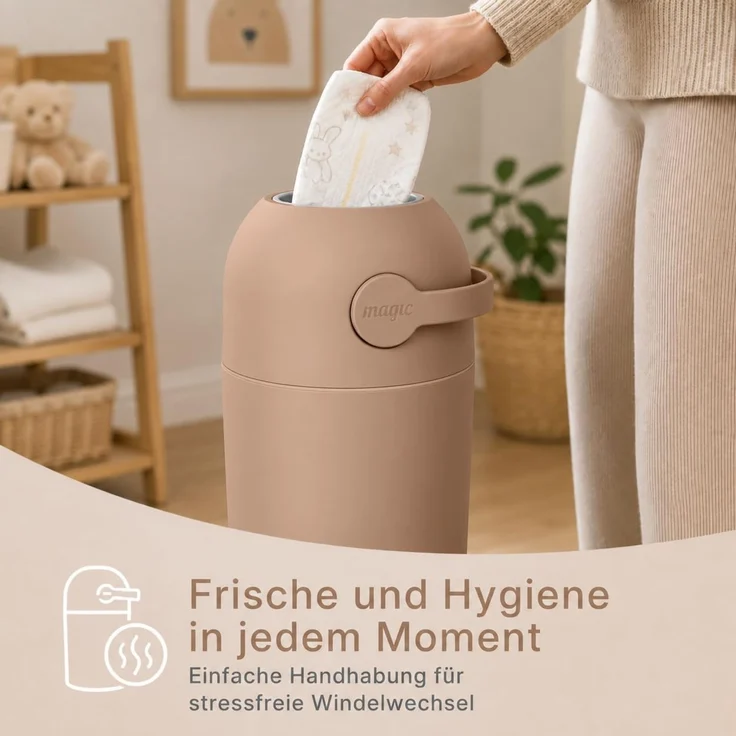Set Magic Windeleimer, Abfalleimer mit Geruchsstopp, ohne Kassette + Windel – Bild 7