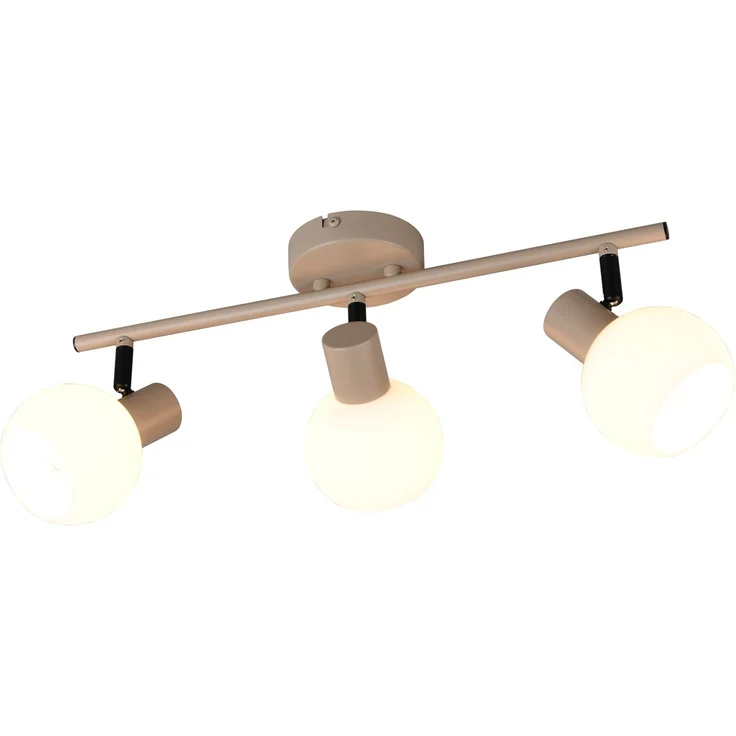 Deckenstrahler BOBA 3-flammig aus Metall in Beige mit Glasschirmen, Breite 45cm – Bild 2