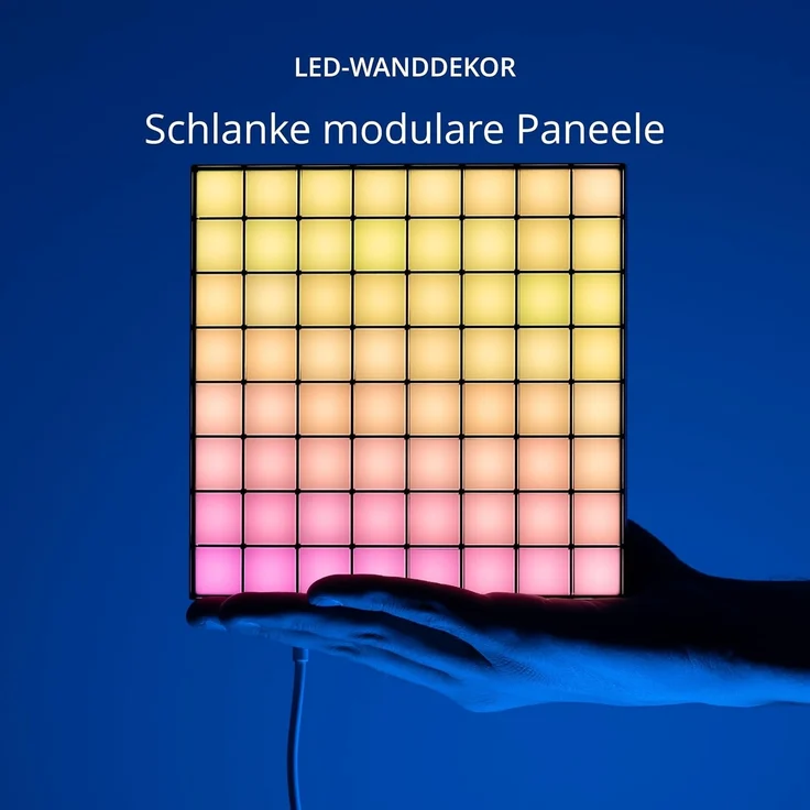 Twinkly Squares Erweiterungsset, RGB LED Paneelen-Kit, Enthält 3 Erweiterungspaneele und Verbindungskabel, Kompatibel mit HomeKit, Alexa und Google Home, Gaming- und Streaming-Lichter, 16M+ Farben – Bild 2