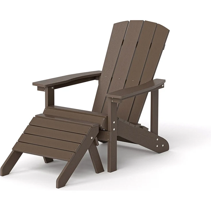 HOME DELUXE Gartenstuhl FAREA inkl. Hocker – Schwarz- Braun – Bild 7