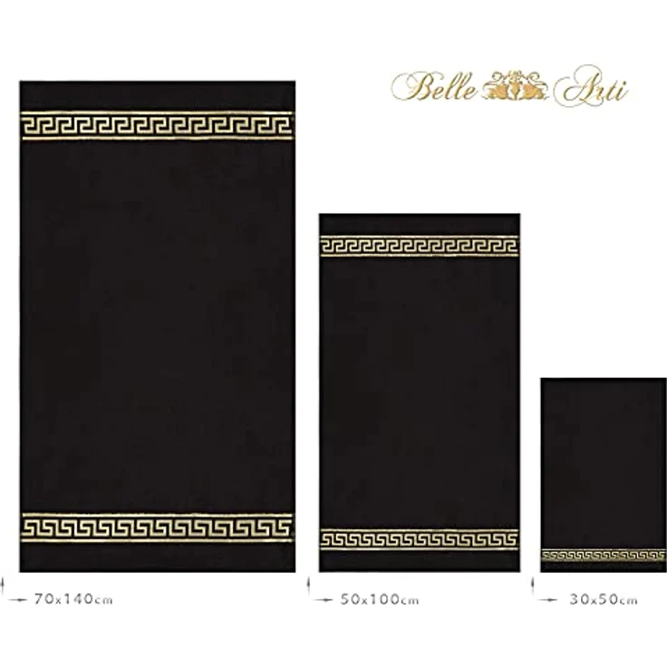 Belle Arti Handtücher Luxus Mäander Gästetücher Badetücher Duschtücher Saunatücher in Set, (1-St), schwarz, weiss, beige, rot, gold, 100% Baumwolle, Frottee, eingestickt – Bild 5