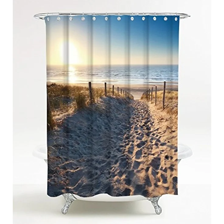 Sanilo Duschvorhang Düne 180x200 cm, 100% wasserdicht, Anti-Schimmel-Effekt, hochwertige Qualität – Bild 1