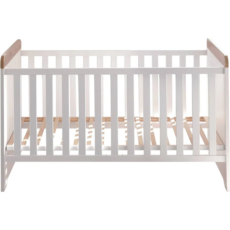 Babybett Kinderbett Jasmin 70 x 140 cm 3 Schlupfsprossen Pinie weiß – Bild 2