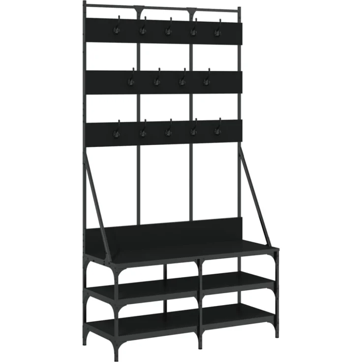vidaXL Kleiderständer mit Schuhablage Schwarz 100x40x184 cm 837857 – Bild 9
