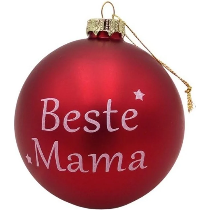 BURI Glas-Weihnachtsbaumkugeln rot mit Spruch ∅ 10cm Christbaumschmuck Weihnachtsdeko – Bild 2