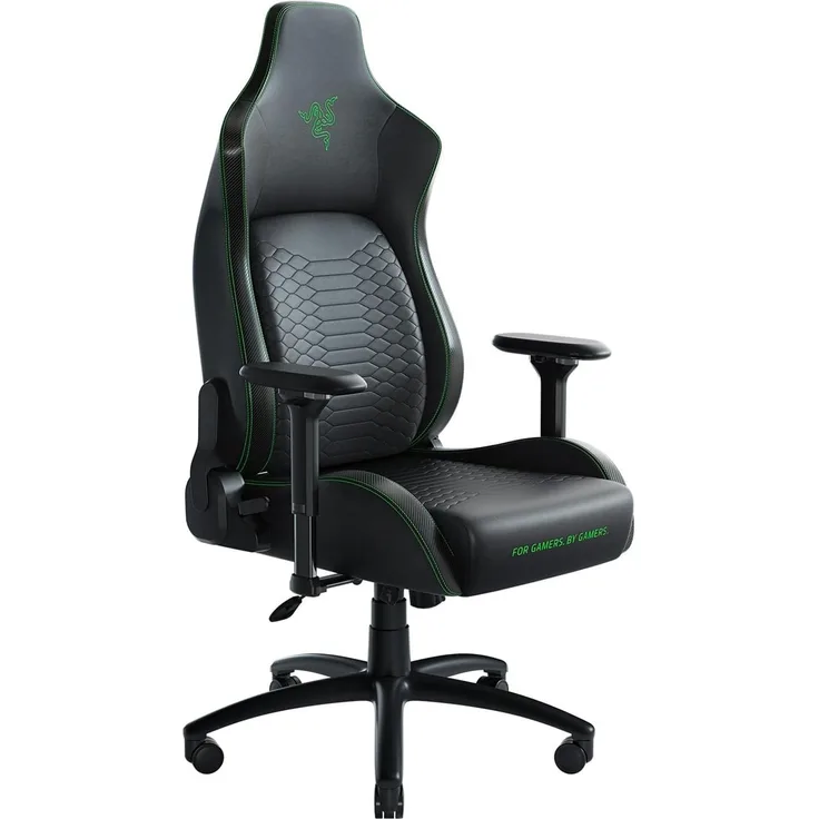 Razer Iskur (XL) - Premium Gaming Stuhl mit integrierter Lendenwirbelstütze (Schreibtischstuhl / Bürostuhl, mehrlagiges Kunstleder, Schaumstoff-Polster, Kopfpolster, Höhenverstellbar) Schwarz - Grün