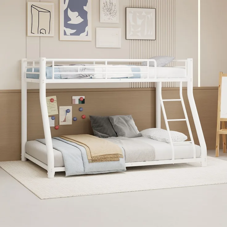 EINHOM Metall-Etagenbett 90 x 190 / 140 x 190 cm, mit Leiter und Durchgehenden Sicherheitsgeländern, Platzsparend, für Jugendliche und Erwachsene (Ohne Matratze)