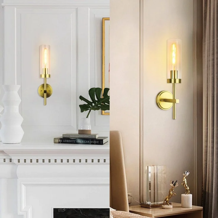 POPOLIC Wandleuchte Badezimmer-Wandleuchten-Set (2 Stück), modernes Wandleuchten-Set, fest verdrahtet, Badezimmer-Waschtischleuchte, klares Glas, geeignet für Wohnzimmer, Flur, Spiegel, Schlafzimmer, Treppen – Bild 4