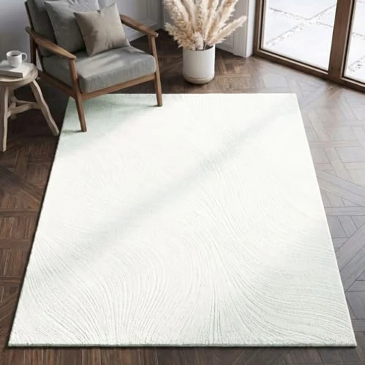 Vimoda Teppich Boho Design Unifarbe Hoch-Tief-Effekt, Rechteckig, Höhe: 6 mm, Teppich 3D Hoch-Tief-Effekt Modern für Esszimmer, Flur & Schlafzimmer – Bild 7