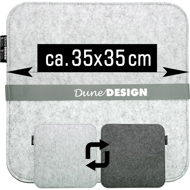 4er Set Filz Sitzkissen zum Wenden Grau 35x35x0,8cm – Bild 2