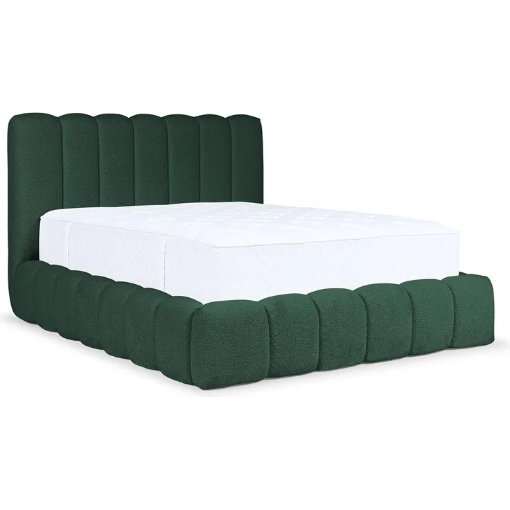 MEBLINI Polsterbett 160x200 mit Lattenrost mit Matratze - CARLOS - Grün Boucle - Bubble Bett - Cloud Bett - Marshmallow Bed - Kopfteil Bett mit Stauraum