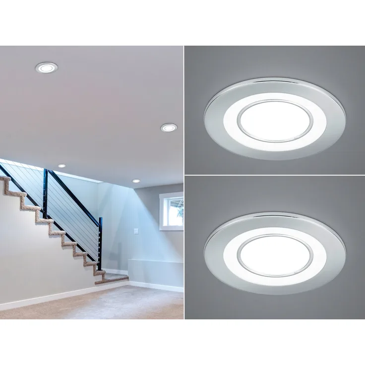 Runde LED Deckeneinbaustrahler 2er Set in Silber Chromfarben Ø 8,2cm