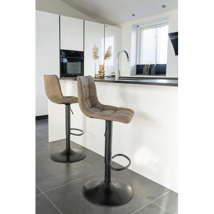 House Nordic Barstuhl, Mikrofaser, hellbraun, schwarze Beine, HN1281 - 2er set – Bild 6