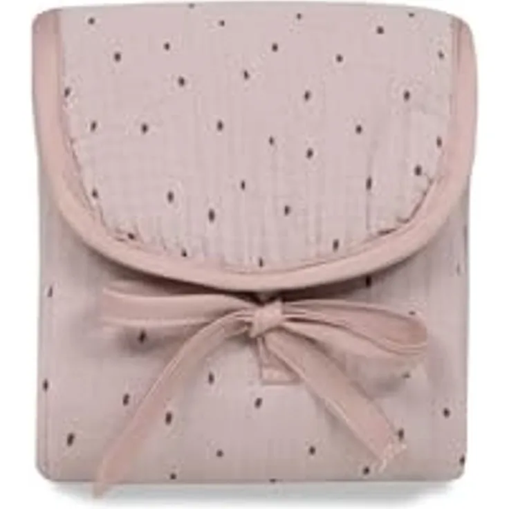 INTERBABY · Tragbare Wickelunterlage Musselin "PUNTOS" rosé · Faltbare wasserdichte Wickelunterlage · 45x75 cm