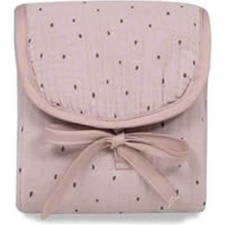 INTERBABY · Tragbare Wickelunterlage Musselin "PUNTOS" rosé · Faltbare wasserdichte Wickelunterlage · 45x75 cm – Bild 1