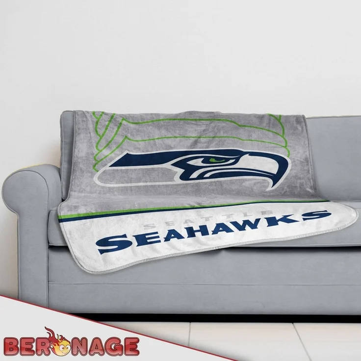 Wohndecke NFL Seattle Seahawks Decke 150x200 cm Wellsoft Kuscheldecke, BERONAGE, passend zur Bettwäsche, ideal für Sofa, Couch, Bett, Auto, Camping – Bild 3