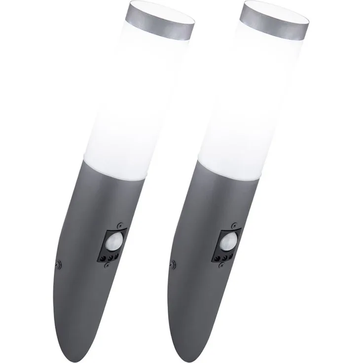2er Set LED Wandleuchten, Edelstahl, anthrazit, Sensor, H 41 cm