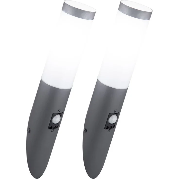 2er Set LED Wandleuchten, Edelstahl, anthrazit, Sensor, H 41 cm – Bild 1
