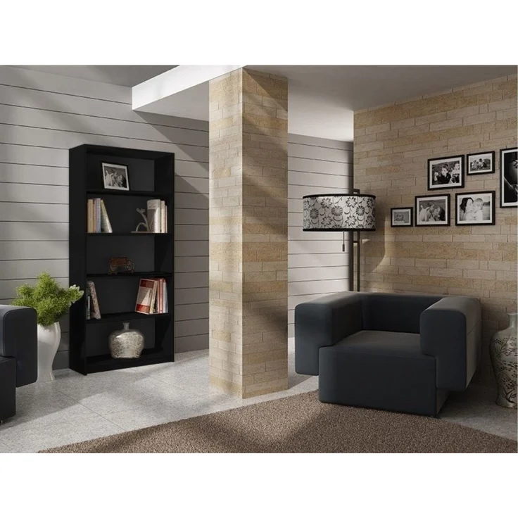 ibonto BÜCHERREGAL Laminierte Schwarz Erhältlich in verschiedenen Größen (H 182 x T 30 x B 80 cm) – Bild 2