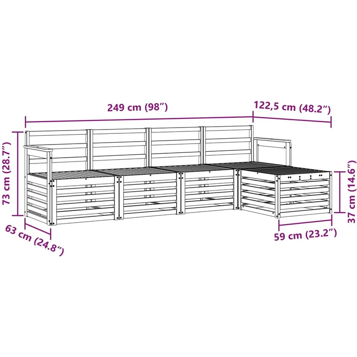 vidaXL Outdoor-Sofagarnitur 5 stk. 5-Sitzer Natur Massivholz Akazie 3374634 – Bild 8