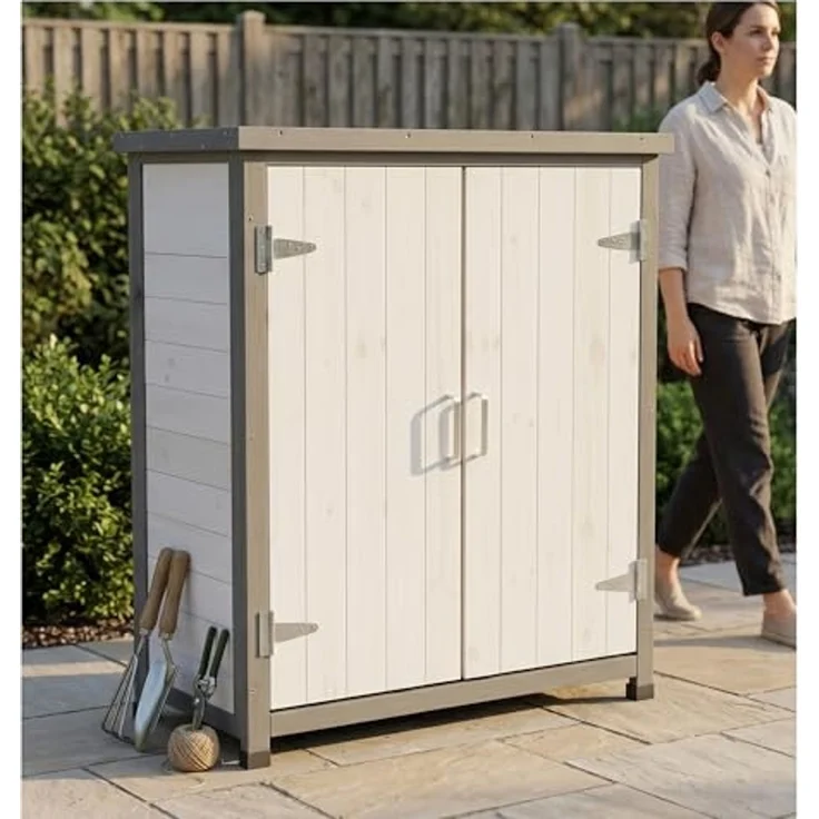 Gartenschrank, weiß/grau 75 cm × 40 cm × 90 cm – Bild 7
