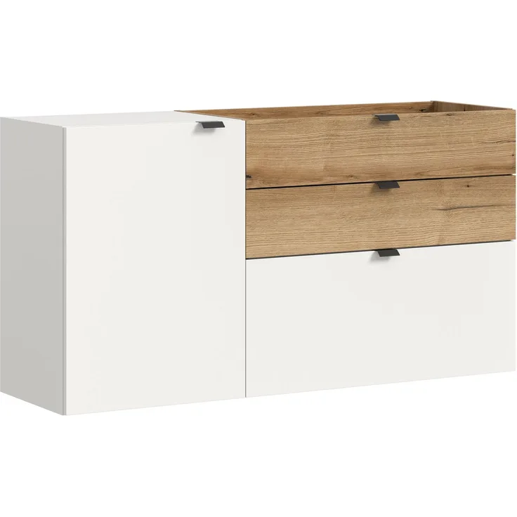 Hängekommode B/H/T: 120x64x37 cm in weiß Nachbildung und Evoke Oak Nachbildung