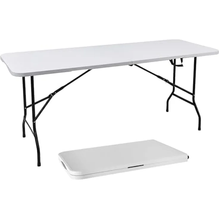 Spetebo Klapptisch XL Klapptisch weiß mit Stahlgestell wetterfest (Anzahl, 1-St, Stück), zusammenklappbar