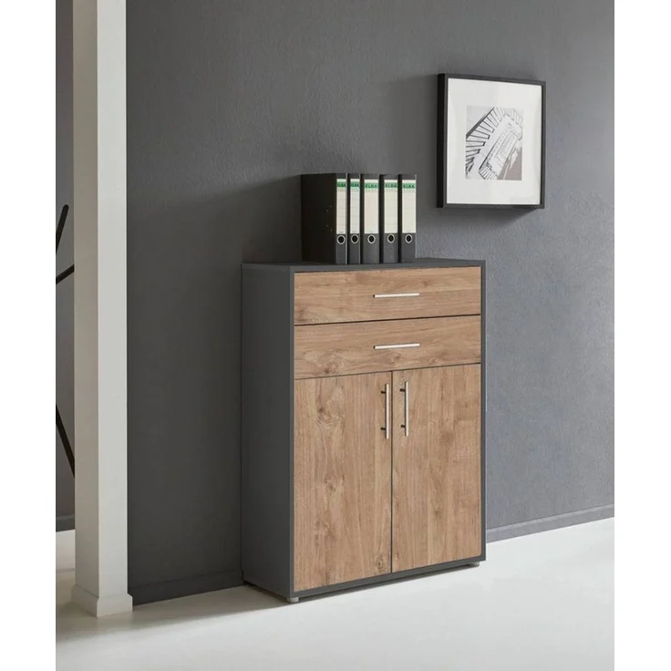 BMG Möbel Aktenschrank BMG Möbel Schubkasten Schrank, 2 Türen in 15 verschiedenen Farben (84,4 x 113,6 x 33 cm) Fronten Matt oder Hochglanz, Made in Germany – Bild 2