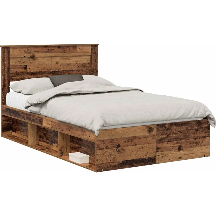 vidaXL Bettrahmen Altholz 120 x 190 cm Massives Kiefernholz 3409781 – Bild 1