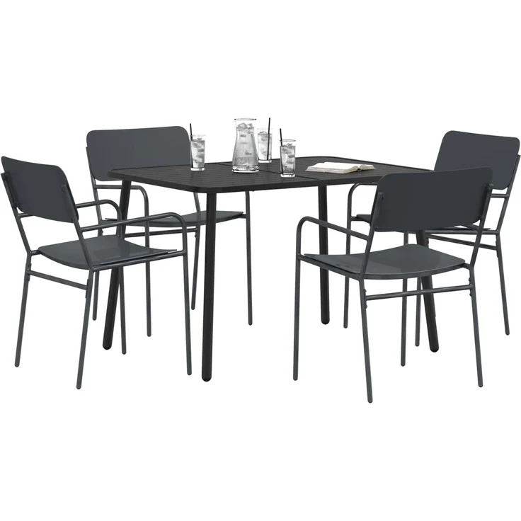 vidaXL Essgruppe 5 stk. Anthrazit 110 x 80 x 72 cm Stahl 3422854 – Bild 3