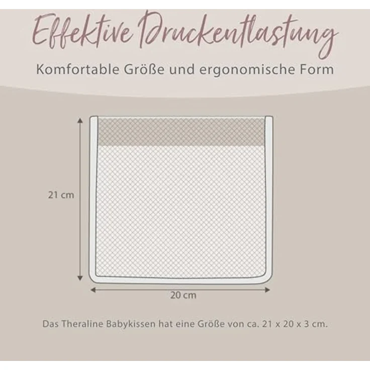 Theraline Babykissen gegen Plattkopf, ergonomisches Babykissen Plagiozephalie, sicheres 3D Abstandsgewebe gegen Verformung, Größe 1 (bis ca. 7 kg) (grau) – Bild 6