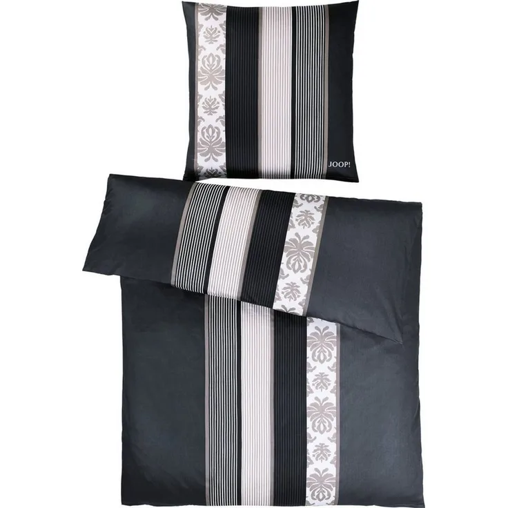 JOOP! Comfort Satin Bettwäsche Ornament Stripes 4022-9 schwarz 135x200