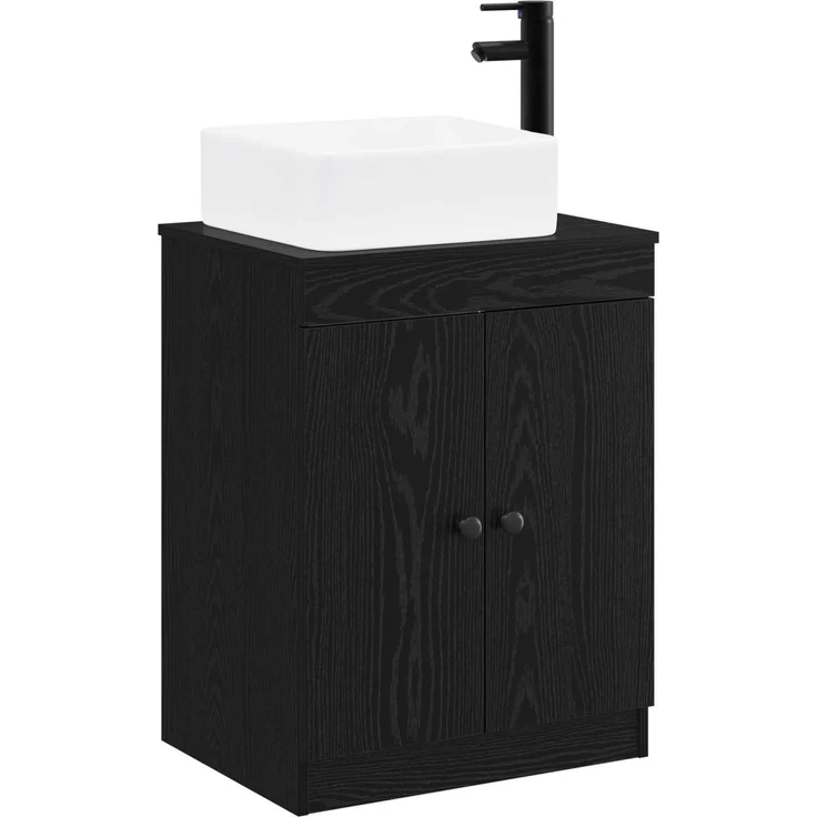 vidaXL Waschbeckenschrank Schwarze Eiche 54 x 41 x 100 cm 3404233 – Bild 2