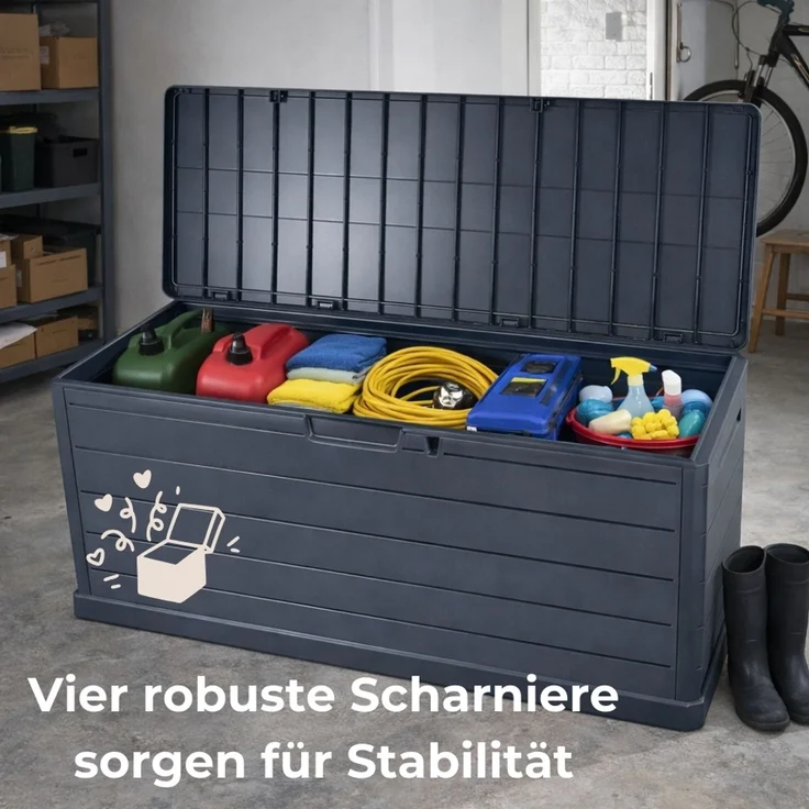 Gartenbox Wetterfest Outdoor Möbel Box Gartenauflagen Gartentruhe Auflagenbox Wasserdicht Kissenbox Groß Aufbewahrungsbox Garten Gartenkiste Terrassenschrank 350 L – Bild 6
