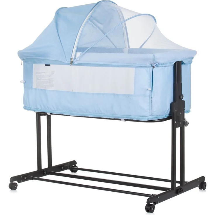 Chipolino Beistellbett 2 in 1 Zen Laufstall Moskitonetz Matratze Räder Bremse blau – Bild 1