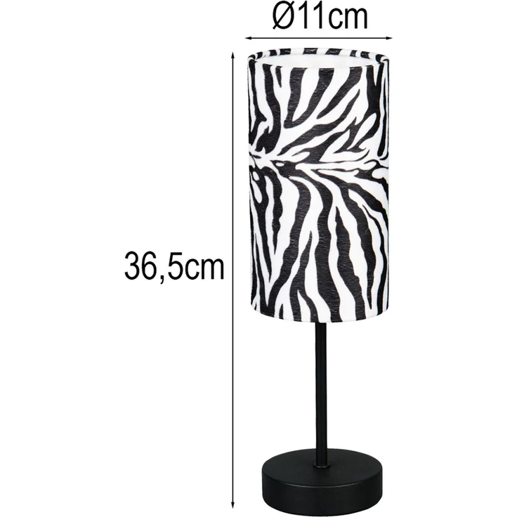 LED Tischlampe mit Stoffschirm Zebramuster, Höhe 36,5cm – Bild 4
