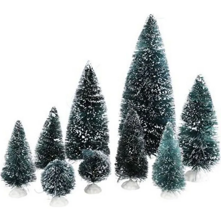 Dekotannen 9er-Set beschneit Tannenbaum Weihnachtsbaum Weihnachtsdeko Tischdeko