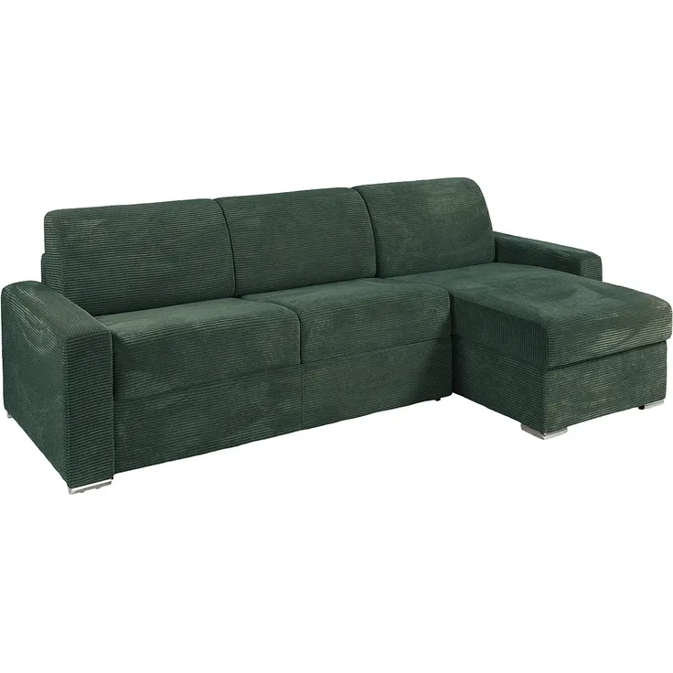 Vente-unique - CALITO Sofa SamtStoff Grün - B 223 cm152 cm x H 90 cm x L 278 cm – Bild 2