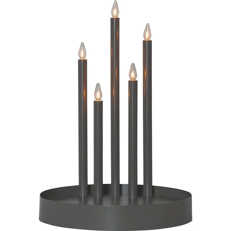 LED Kerzenständer DECO, Grau, Stahl, 5-flammig, Weihnachten H 46 cm