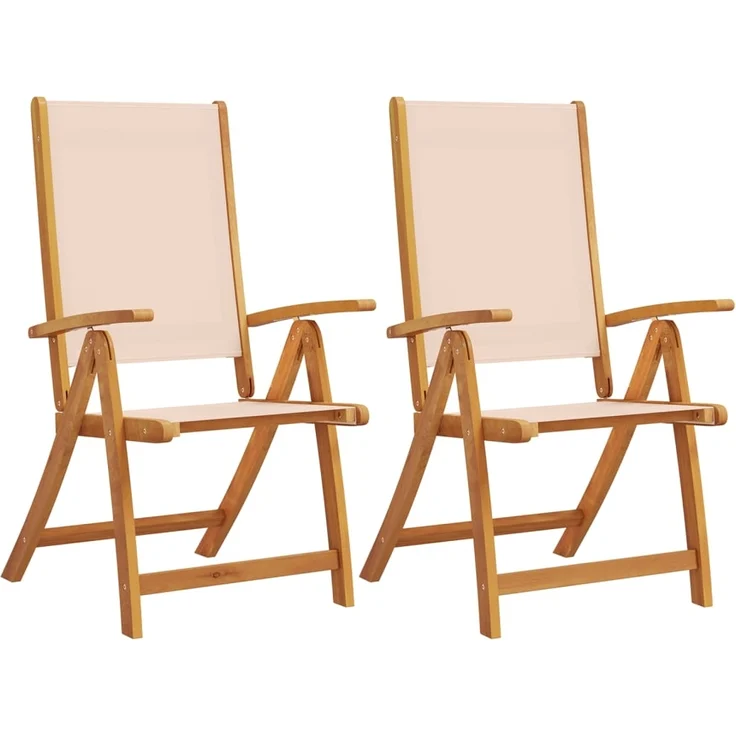 vidaXL Gartenstühle 2 Stk. Klappbar Massivholz Akazie und Textilene 4008420 – Bild 1