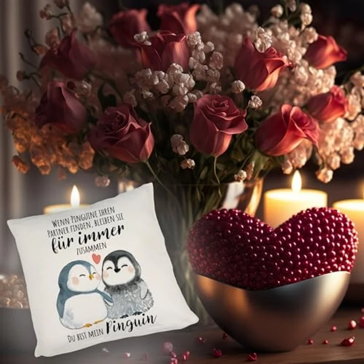 speecheese Dekokissen Pinguinpärchen Kissen mit Spruch Du bist mein Pinguin – Bild 5