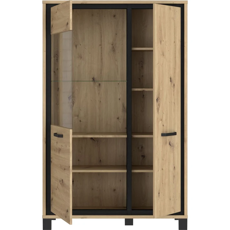 FORTE 'Trondheim' Highboardvitrine, Holzwerkstoff, Schwarz/Braun, 101,4 x 161 x 41,5 cm – Bild 7