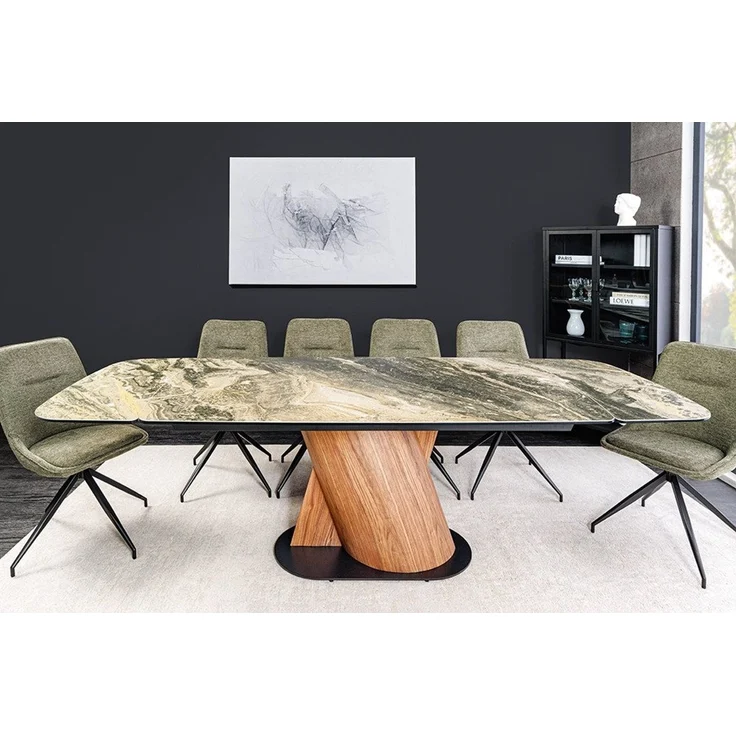 riess-ambiente Esstisch ELEMENTS 180-220-260cm taupe/beige – Keramikplatte, Walnuss-Gestell (Einzelartikel, 1-St), ausziehbare Platte für gesellige Runden – ideal für Esszimmer & Küche – Bild 5