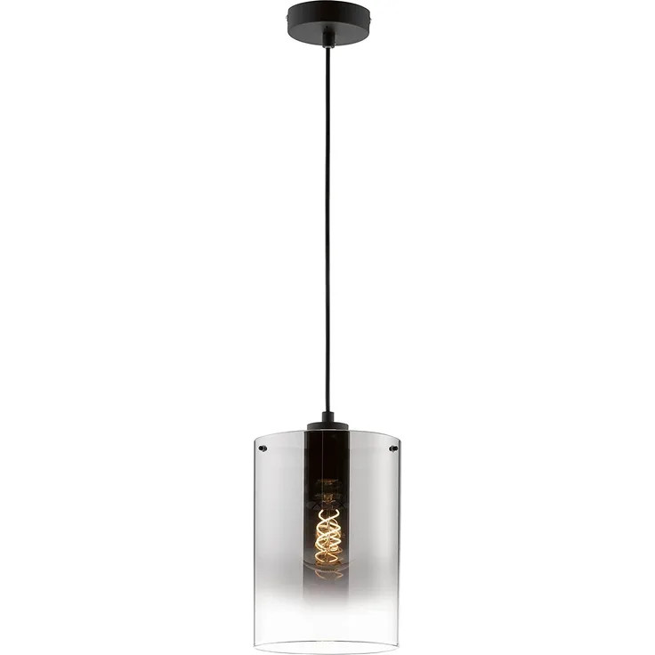 Fischer & Honsel 60895 Pendelleuchte Samu sandschwarz Glas rauchfarben zu klar