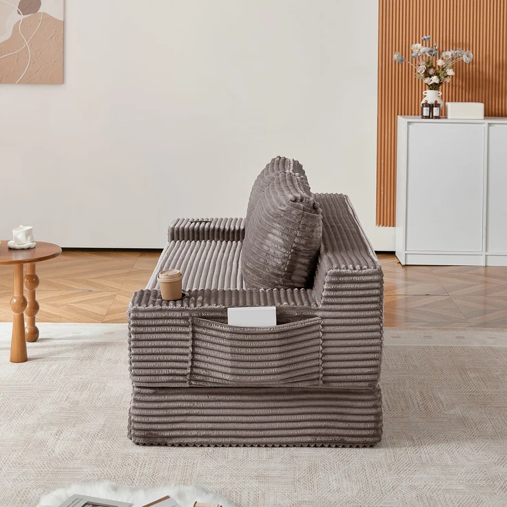 ZUBALIYA Sofa mit LED - Beleuchtung, mit Stauraum, mit Cordbezug, mit breiten Armlehnen, ohne aufwendige Montage – Bild 8