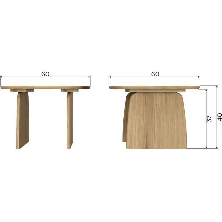 Couchtisch Tablo Eiche FSC, organische Form modern, Dakargrau, 60x60 cm, robust und stilvoll – Bild 4