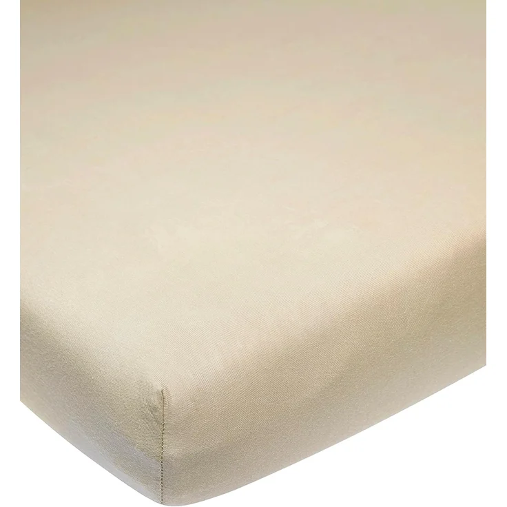 Meyco Baby Uni Spannbettlaken für das Beistellbett (Bettlaken mit weicher Jersey-Qualität, aus 100% Baumwolle, perfekte Passform durch Rundum-Gummizug, atmungsaktiv, Maße: 50 x 90cm), Sand