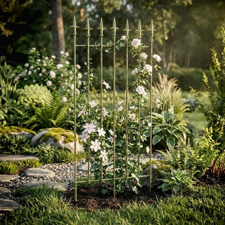 Rankgitter FREYA - 50x0,7x100cm, Metall, Antik-Grün | Rankhilfe Kletterpflanzen Gartendekoration – Bild 3