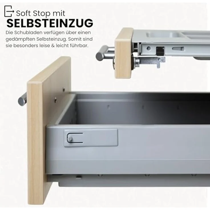 bümö Schreibtisch Schrank abschließbar, Schubladenschrank Holz in graphit, Container mit Schubladen - Schubladen Schrank Büro, Schreibtisch Container od. Schreibtisch Kommode mit Relinggriffe, SC50-G-G-RE – Bild 9